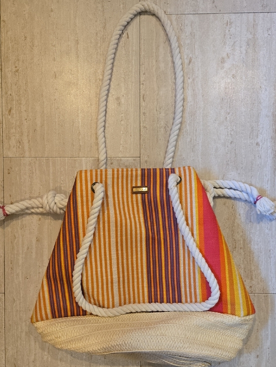 Sun 'N' Sand Handbags - Sun 'N' Sand Multi-Colored Striped Beach Tote Bag